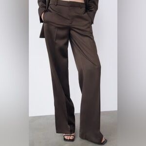Elegant Zara Satin Brown Women's Pants